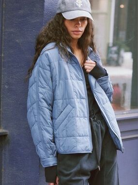 Free People Pippa Packable Puffer Jacket Skyline Blue FP Movement Medium NEW NWT